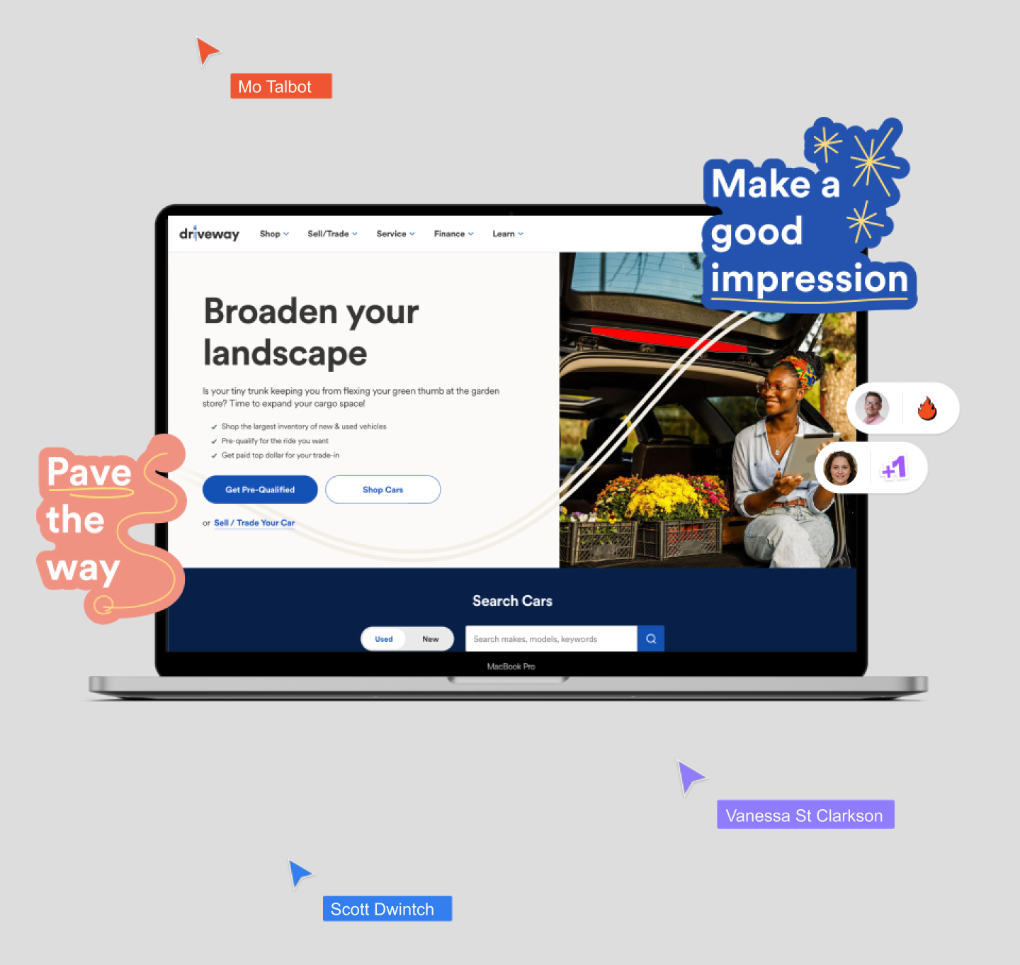 Digital stickers pasted over a laptop screen